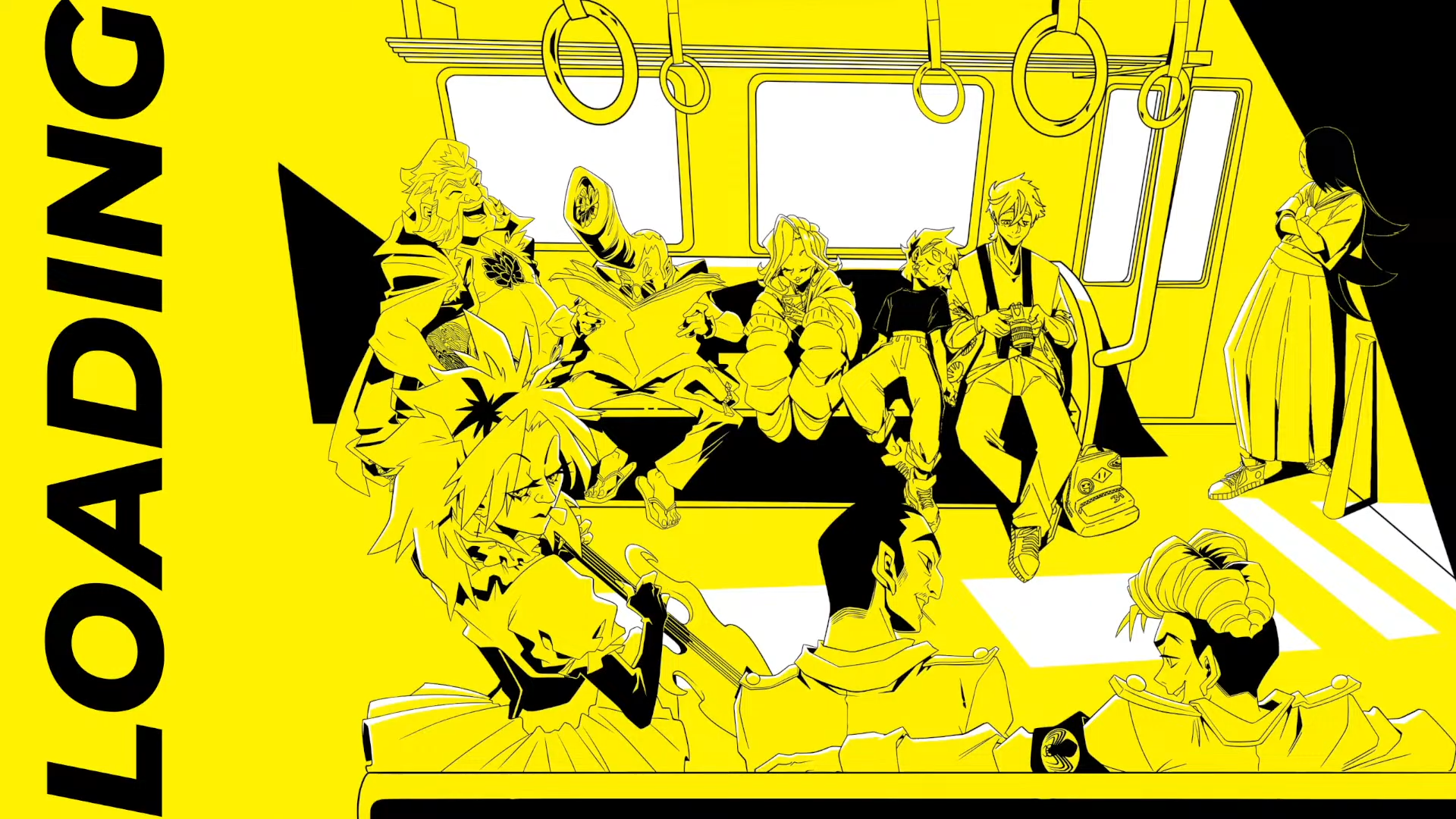 満員の電車が描かれたロード画面