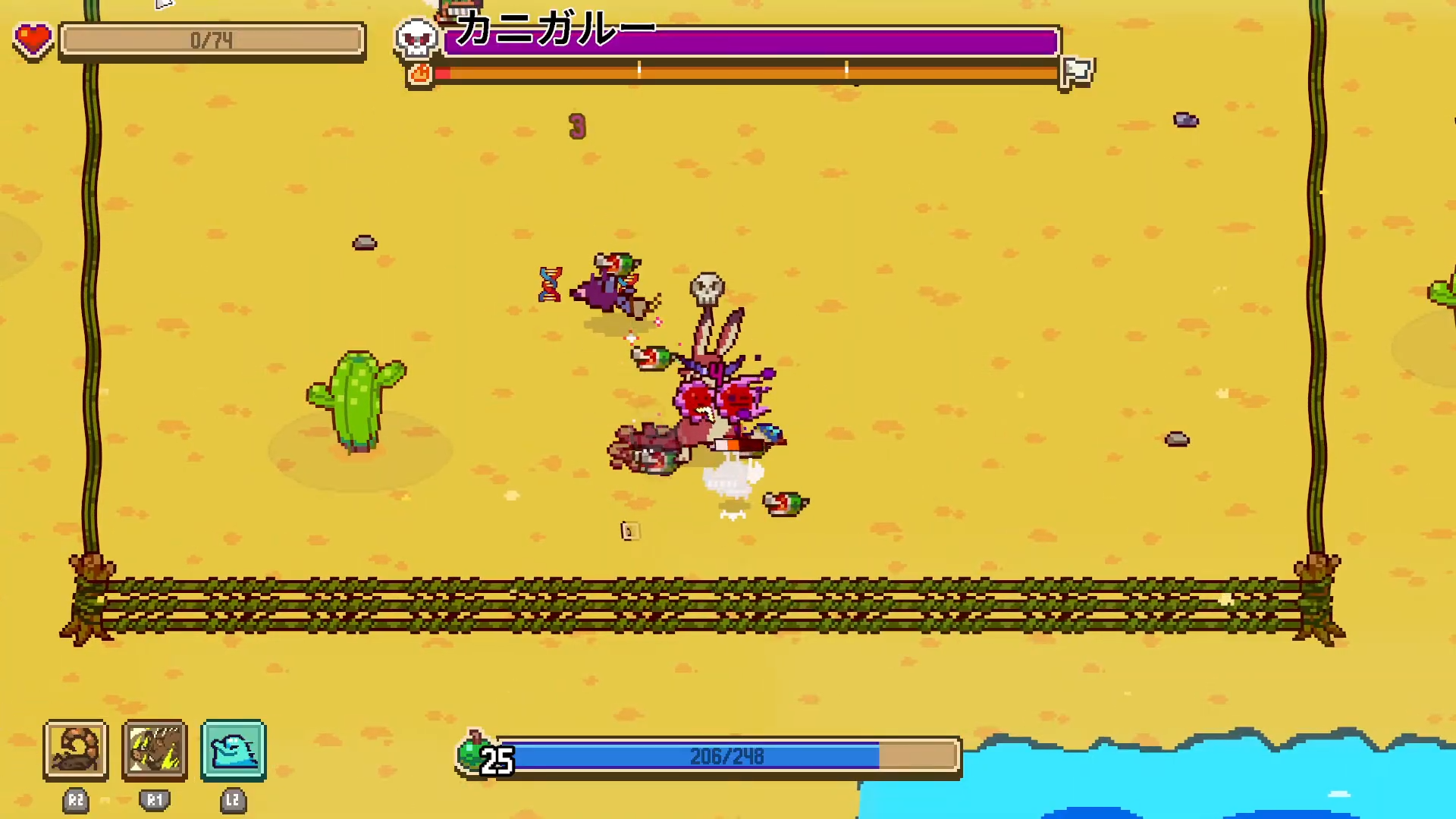 Everything is Crabの選択圧3でボス戦が始まった場面