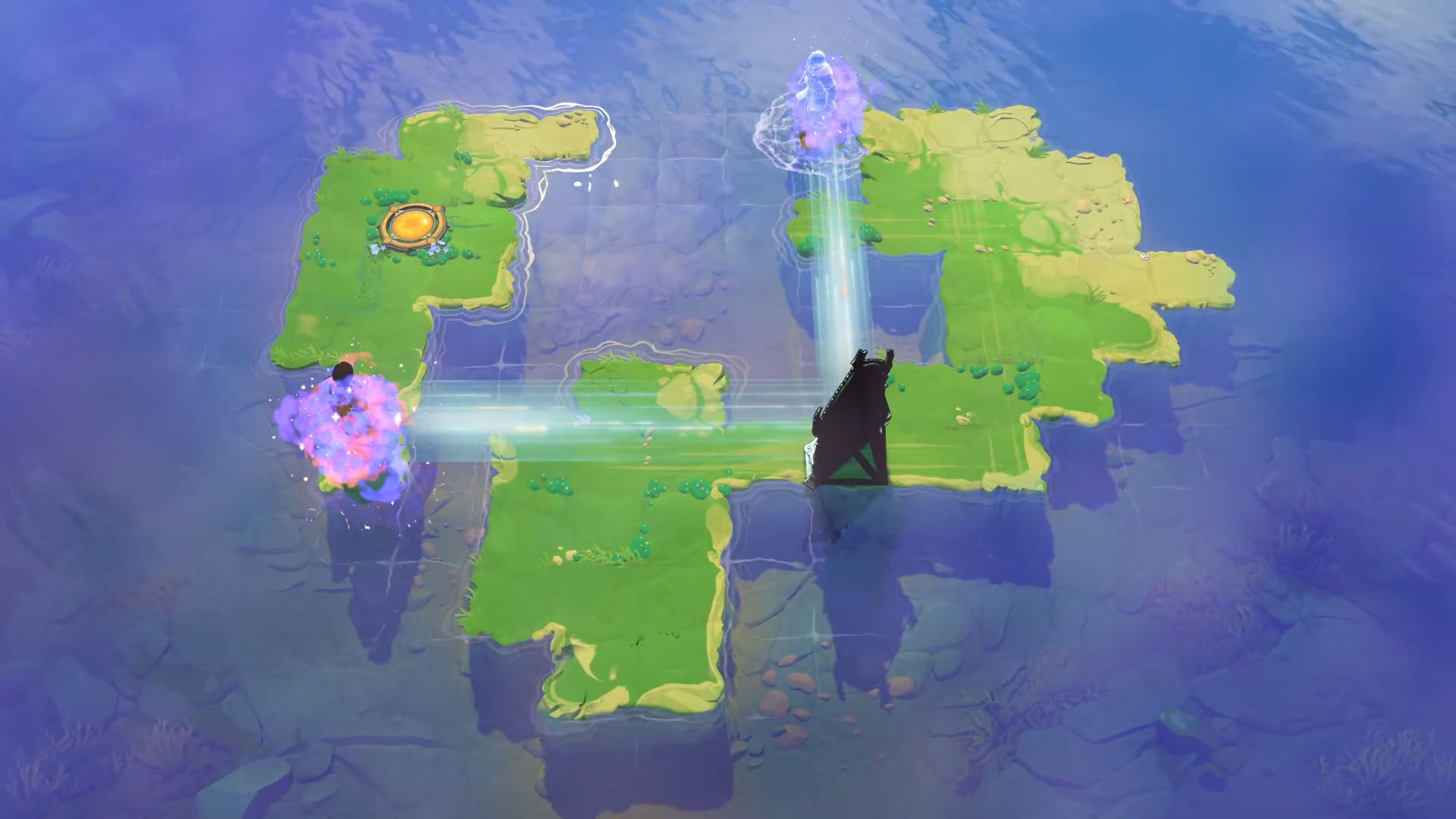 Order of the Sinking Star 鏡を経由して移動している場面。岩と鏡が並んでいる